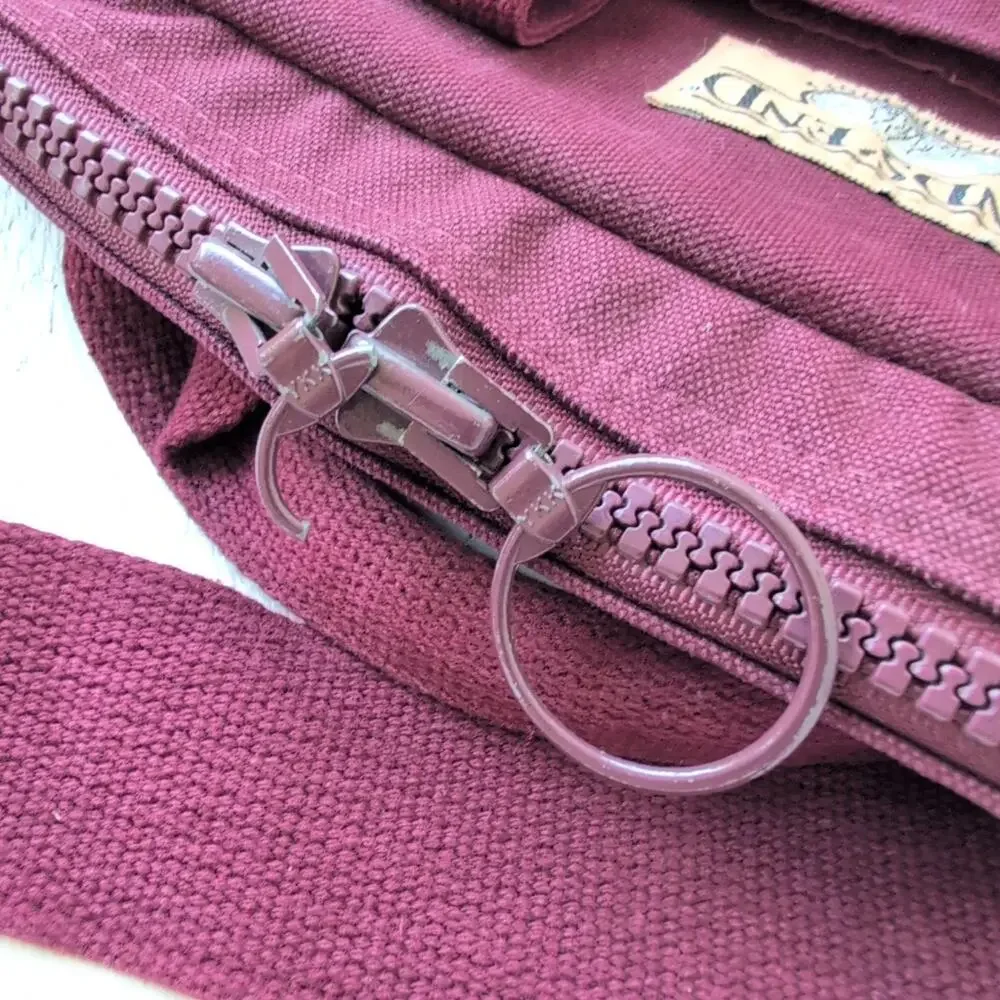 Vintage Maroon Canvas Lands' End Square Rigger Briefcase Bag Adjustable Strap